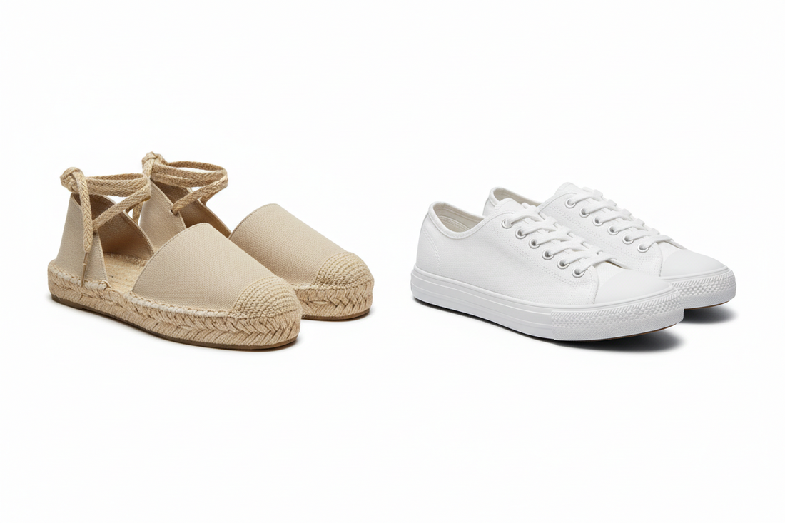 comparativa entre alpargatas de esparto y zapatillas de lona